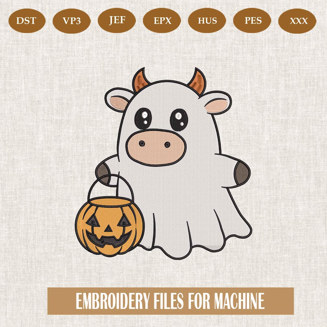 Ghost Cow Halloween Embroidery Designs, Halloween Cows Embroidery ...