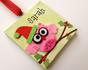 Personalized felt owl Christmas ornament