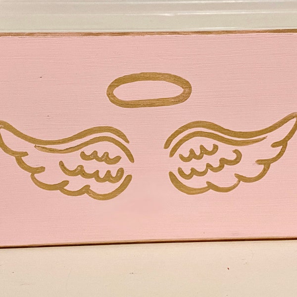 Angel wing wood sign