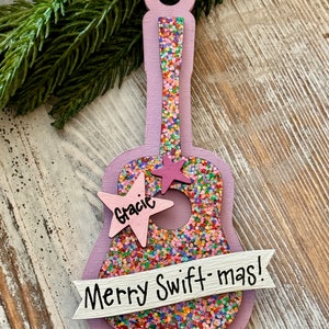 Personalized acrylic sparkle guitar ornament