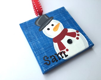 Handpainted and Personalized Snowman Ornament