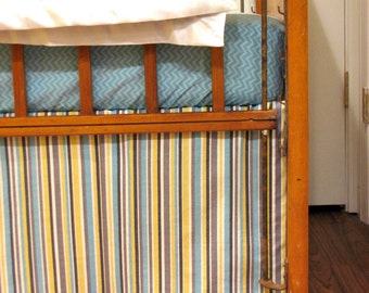 Adjustable Crib Skirt in Stripes, Straight Panel