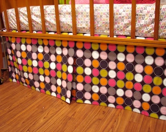 Adjustable Crib Skirt wth Box Pleat in Mod Dot Pattern