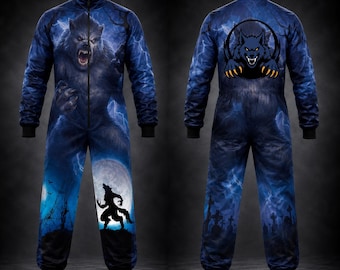 Werewolf Halloween Jumpsuit Adult Costume | Horror Wolf Monster One Piece Outfit