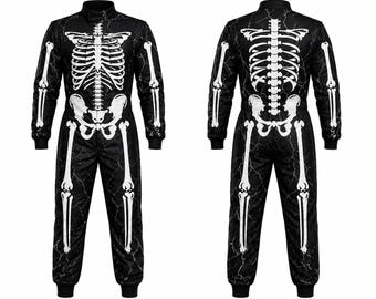 Skeleton Racing Suit Halloween Costume | Lightweight Jumpsuit for Adults Kids