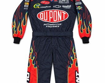 Dupont Jeff Gordon Nascar Racing Suit Black flaming Halloween costume jumpsuit