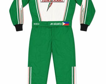 Tony Kart Green & White Custom Kart Racing Suit FIA Approved F1 Motorsport Driving Racing Overall/Costume