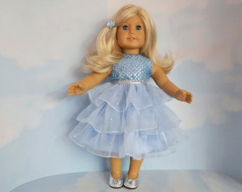 Handmade 18 inch Doll Clothes fit AG Doll - Blue Ruffled Dress