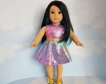 18 inch doll clothes handmade to fit AG doll - Rainbow Sequin Dress