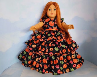 18 inch doll clothes handmade to fit the AG doll - Pumpkin Ruffled Gown