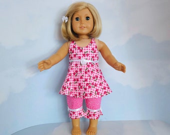 18 inch doll clothes handmade to fit AG doll - Cherry Capri Outfit