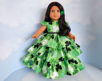 18 inch doll clothes handmade to fit American girl - St Patricks Ruffled Gown