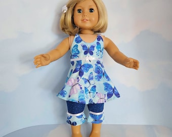 18 inch doll clothes handmade to fit AG doll - Butterfly Capri Outfit