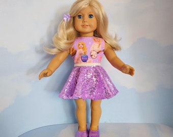 18 inch doll clothes handmade to fit AG doll - T Swift Cotton/Sequin Peek a Boo Dress