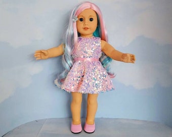 18 inch doll clothes handmade to fit AG doll - Pink Iridescent Sequin Party Dress