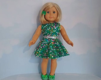 18 inch doll clothes handmade to fit AG doll - Green Sequin Party Dress