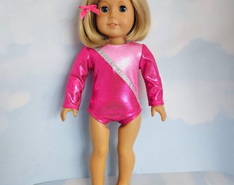Pink Spandex Gymnastic Leotard/handmade/AG doll/18 inch doll - #148