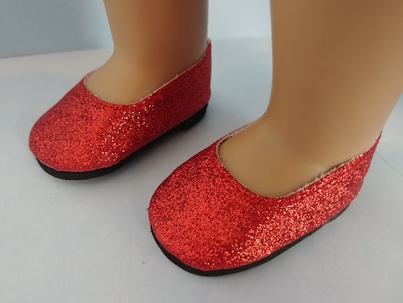 18 Inch Doll Red Glitter Slip on Shoes Etsy UK