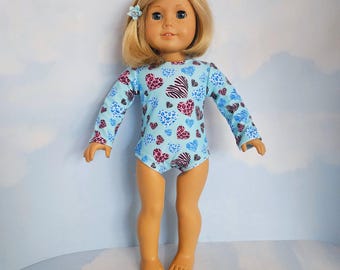Animal Print Hearts Gymnastic Leotard/handmade/AG doll/18 inch doll - #153
