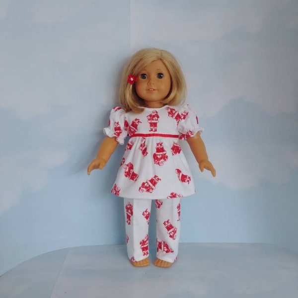 18 inch doll clothes handmade to fit the AG doll - White Santa Claus Pajamas