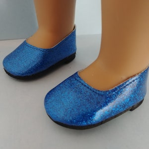 18 inch doll - Royal Blue Glitter Slip on Shoes