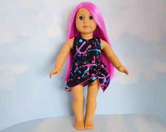 Black Print Swimsuit and Sash/handmade/AG doll/18 inch doll - #154