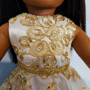 18 inch doll clothes handmade to fit AG doll Gold Sequin Gown and Boa 906 image 4