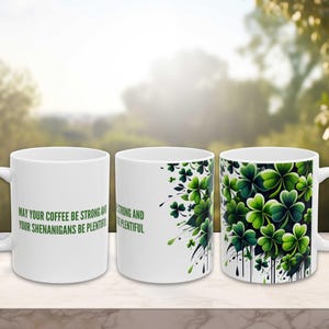 Funny St. Patrick’s Day Mug, Irish Coffee Cup, Lucky Clover Gift, Green Shamrock Drinkware, Festive Paddy’s Decor