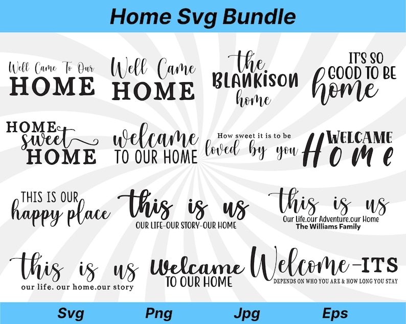 Home Sign SVG Bundle: Welcome Home Clipart (digital Download) - Etsy