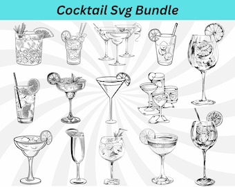 Cocktail SVG Bundle: Alkohol zu trinken Clipart (digitaler Download)