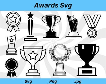 Awards SVG Bundle: Trophy, Medals, Cup Graphics (Digital Download)