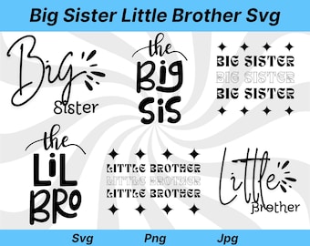 Grote zus kleine broer SVG: ontwerp gezin broer of zus (digitale download)