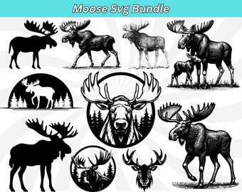 Moose SVG Bundle: Forest Animal Clipart (Digital Download)