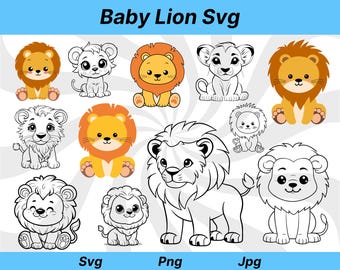 Baby Lion Svg, Cute Lion Svg, Lion Svg, Lion Face Svg, Animal Svg, Baby Lion Clipart, Baby Lion Png, Baby Lion Vector, Lion Png