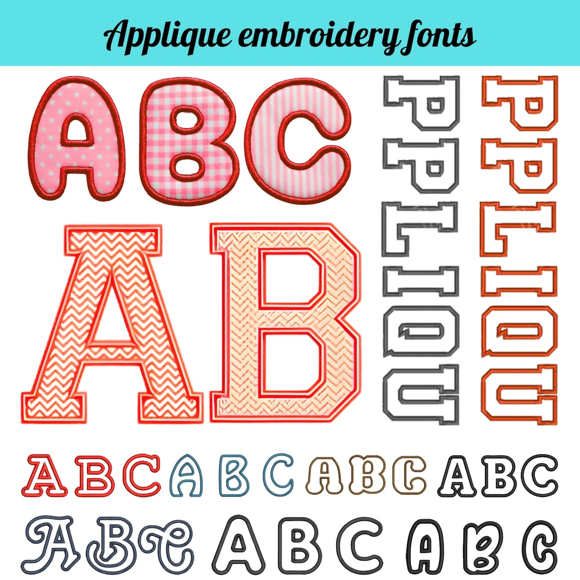 Applique Embroidery Fonts, Applique Alphabet Letters, Embroidery Font ...