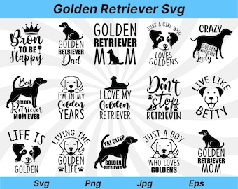 Golden Retriever SVG-bundel: clipart hondenras (digitale download)
