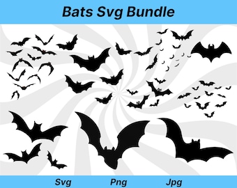 Halloween Bats SVG Bundle: Silhouette Clipart (Digital Download)