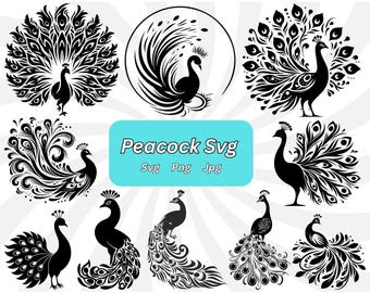 Peacock SVG Bundle: Mandala & Silhouette Cut Files (Digital Download)