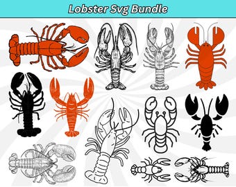 Lobster SVG Bundle: Sea Animal Cut Files (Digital Download)