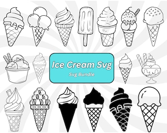 Glasskon SVG-paket: Dessert Clipart, Klippfiler (Digital Nedladdning)