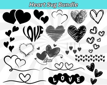 Doodle Heart SVG Bundle: Hand-Drawn Clipart (Digital Download)