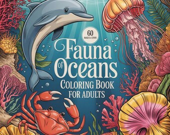 Fauna of Oceans Coloring Book for Adults – 60 Grayscale Illustrations, Marine Animals, Sea Life