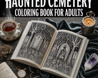 Haunted Cemetery Coloring Book Adults 60 Gothic Grayscale Illustrations  Dark Horror Pages