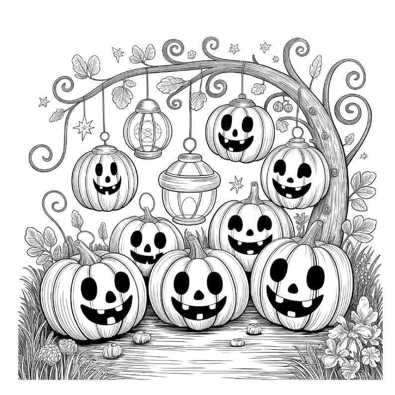 Nyckfulla pumpor målarbok för vuxna: 30 gråskaliga illustrationer (8,5x8,5 tum) PDF/PNG bild 7
