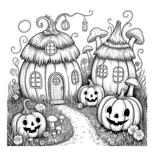 Nyckfulla pumpor målarbok för vuxna: 30 gråskaliga illustrationer (8,5x8,5 tum) PDF/PNG bild 9