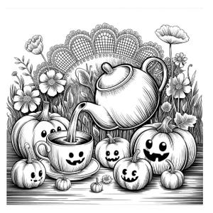 Nyckfulla pumpor målarbok för vuxna: 30 gråskaliga illustrationer (8,5x8,5 tum) PDF/PNG bild 4