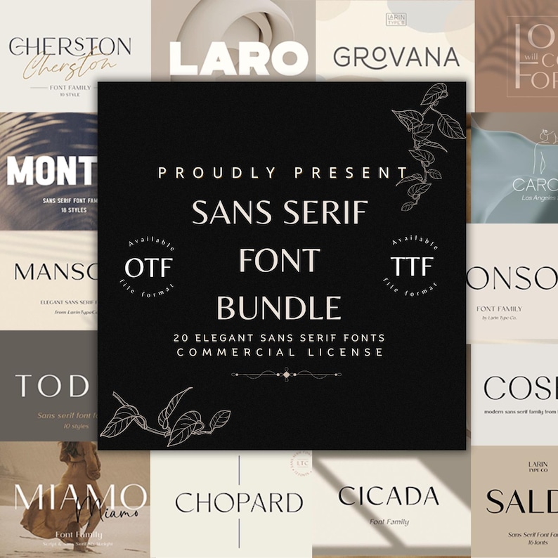 Modern Sans Serif Font Bundle: 20 Luxury Fonts (OTF Font, PDF Download ...