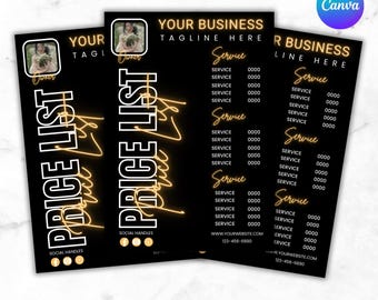 Beauty Salon Price List Template: Minimalist Flyer (Editable Canva)