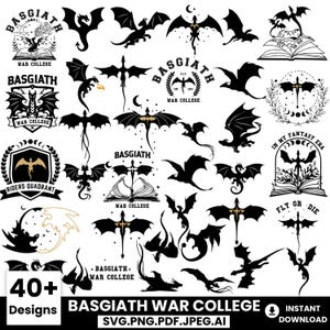 40+ Viertes Flügel Bundle | Basgiath War College Bündel | Eisenflamme PNG | Drachenreiter | Basgiath Clipart | violettes Sorrengail | Xaden Rior