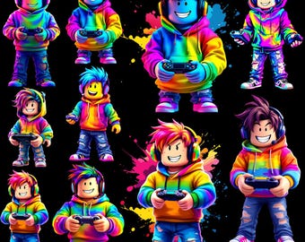 Roblox Characters Clipart: Gamer PNG Bundle (Digital Download)
